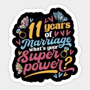 11Th Wedding Anniversary 11 Years Of Marriage Sticker